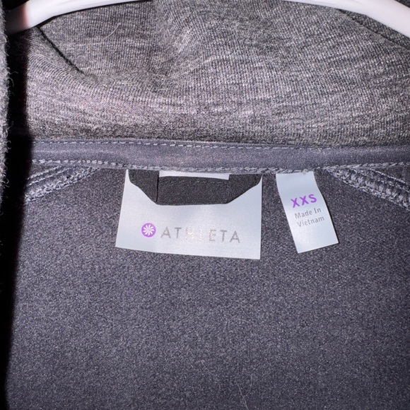 Athleta Womens Stronger CYA Jacket Charcoal Gray Hooded Fleece Zip Coat Sz XXS - Picture 2 of 4